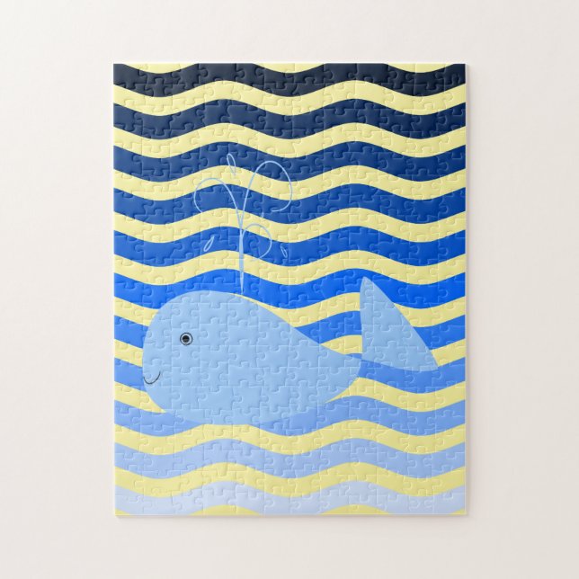 Cartoon Whale and Waves Jigsaw Puzzle (Vertical)
