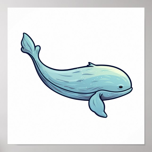 Cartoon whale illustration poster (Front)