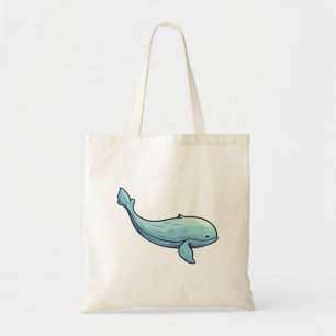 Cartoon whale illustration tote bag
