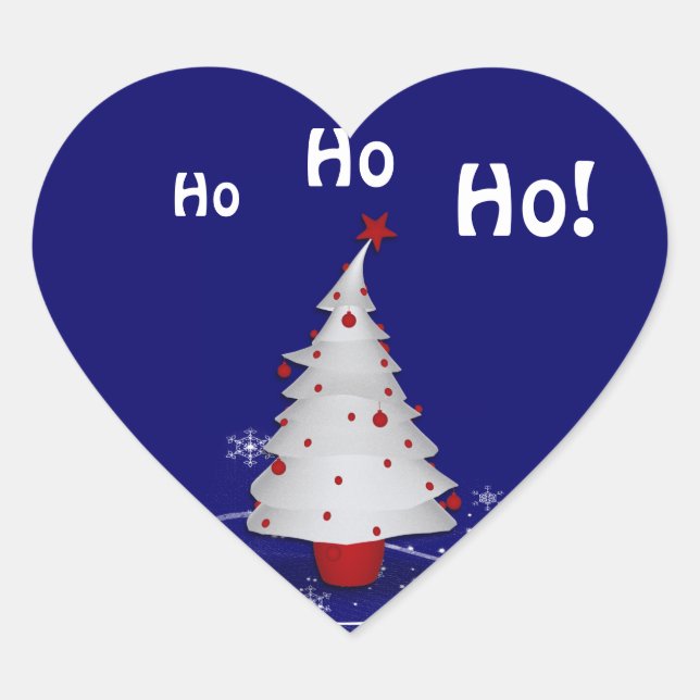 Cartoon White Christmas Tree Christmas Heart Sticker (Front)