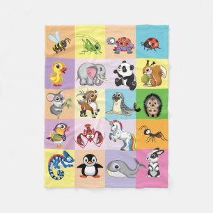 cartoon wild animals for little kids fleece blanket