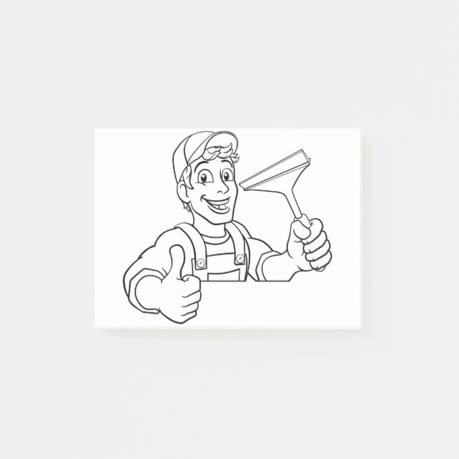 Cartoon Window Cleaning Squeegee Car Wash Cleaner Post-it Notes (Front)