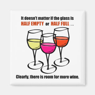 Cartoon Wine Glasses Glass Half Empty Wine Humour Magnet