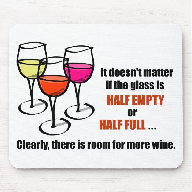 Cartoon Wine Glasses Glass Half Empty Wine Humour Mouse Pad (Front)