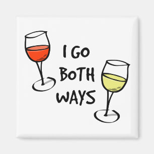 Cartoon Wine Glasses I Go Both Ways Funny Magnet