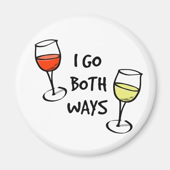 Cartoon Wine Glasses I Go Both Ways Funny Magnet (Front)