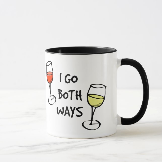 Cartoon Wine Glasses I Go Both Ways Funny Mug (Right)