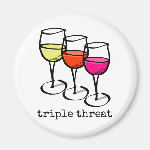 Cartoon Wine Glasses Triple Threat Funny Winery Magnet