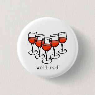 Cartoon Wine Glasses Well Red Winery Humour 3 Cm Round Badge