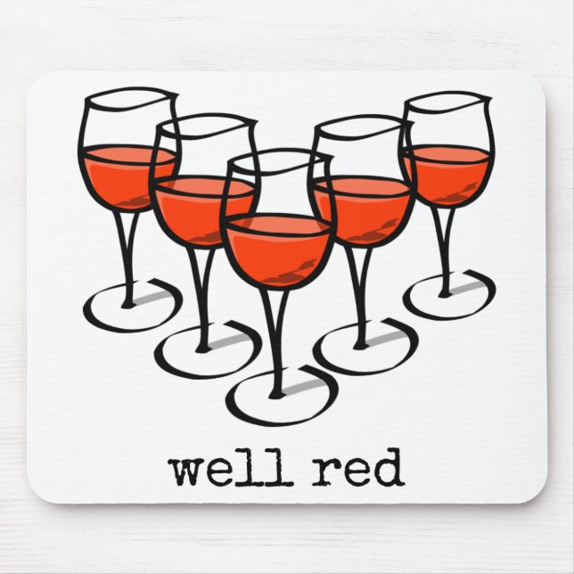 Cartoon Wine Glasses Well Red Winery Humour Mouse Pad (Front)