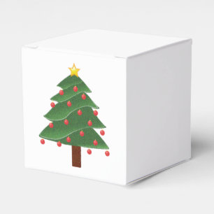 Cartoon Winter Christmas Tree with Ornaments  Favour Box