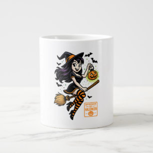 Cartoon Witch – Approved by Halloween Large Coffee Mug
