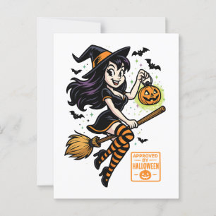 Cartoon Witch – Approved by Halloween Postcard