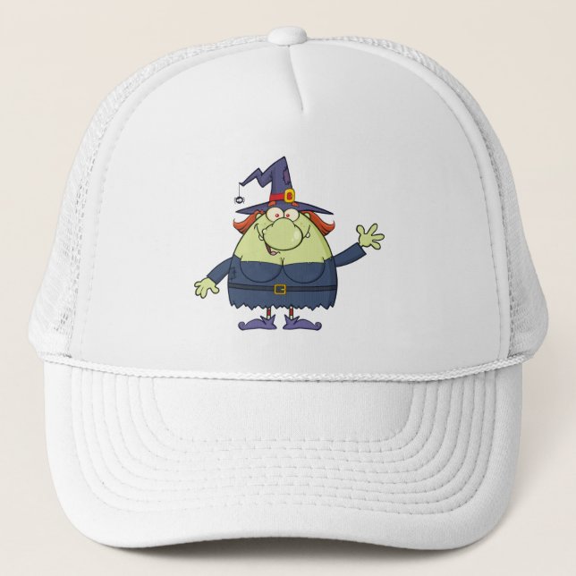 Cartoon witch  trucker hat (Front)