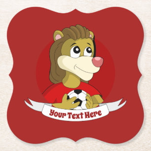 Cartoon with a cute lion paper coaster