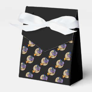 Cartoon Wizard Owl Flying on Broom Pattern Favour Box