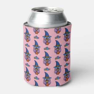 Cartoon Wizard Owl Pattern Can Cooler