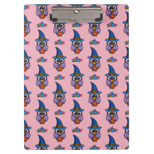 Cartoon Wizard Owl Pattern Clipboard