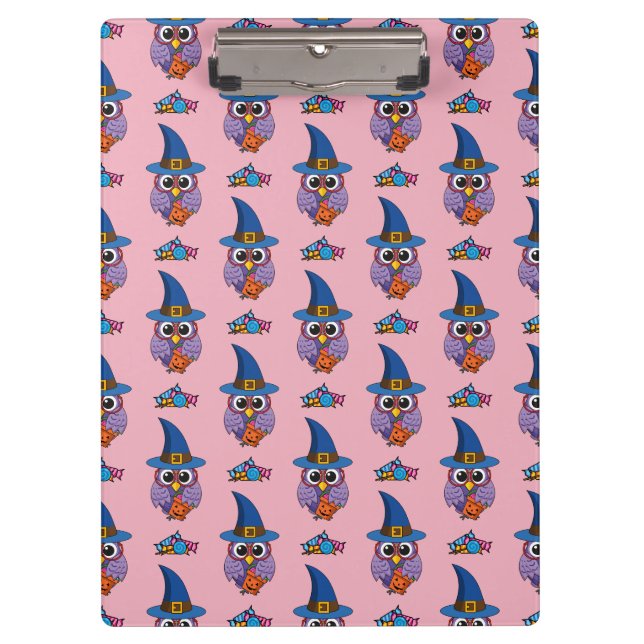 Cartoon Wizard Owl Pattern Clipboard (Front)
