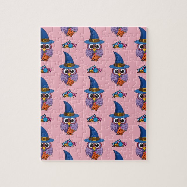 Cartoon Wizard Owl Pattern Jigsaw Puzzle (Vertical)