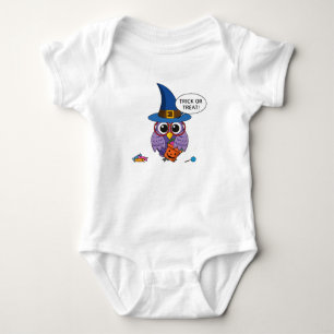 Cartoon Wizard Owl - Trick or Treat Baby Bodysuit