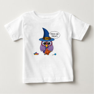 Cartoon Wizard Owl - Trick or Treat Baby T-Shirt