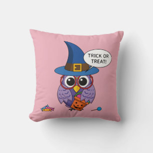 Cartoon Wizard Owl - Trick or Treat Cushion