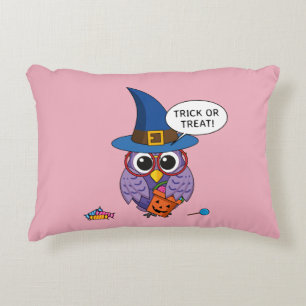 Cartoon Wizard Owl - Trick or Treat Decorative Cushion