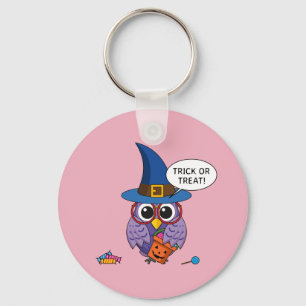 Cartoon Wizard Owl - Trick or Treat Key Ring
