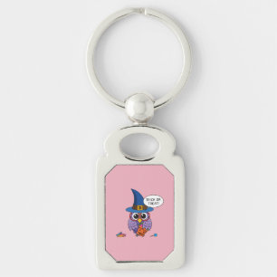Cartoon Wizard Owl - Trick or Treat Key Ring