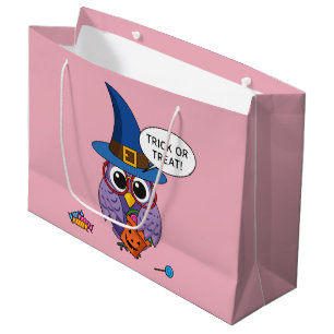 Cartoon Wizard Owl - Trick or Treat Large Gift Bag