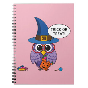 Cartoon Wizard Owl - Trick or Treat Notebook