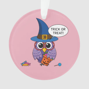 Cartoon Wizard Owl - Trick or Treat Ornament