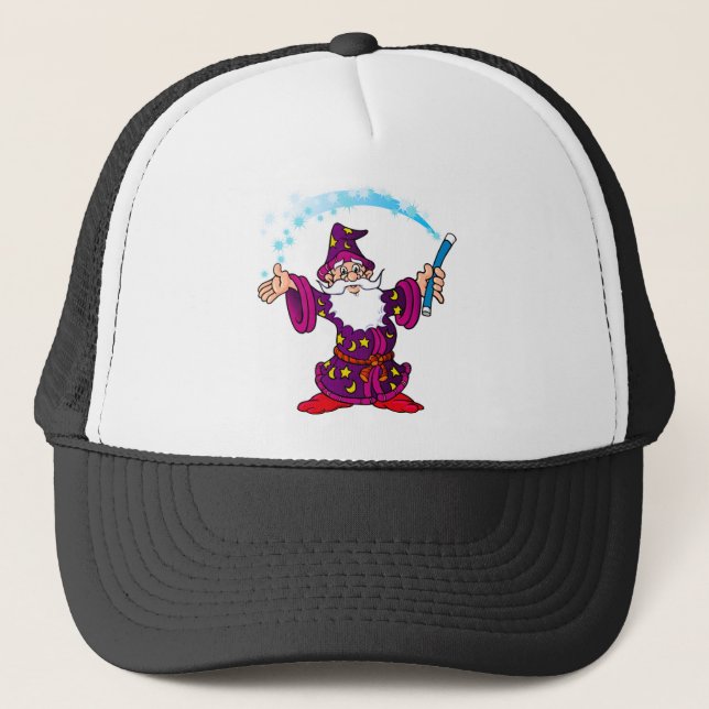 Cartoon Wizard Trucker Hat (Front)
