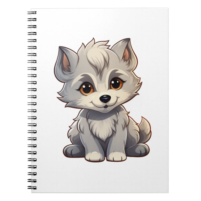 Cartoon wolf illustration notebook (Front)