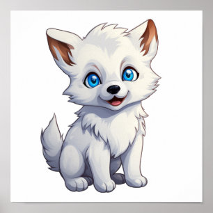 Cartoon wolf illustration poster