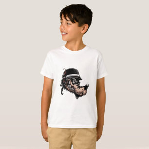Cartoon wolf with a dynamite on his German helmet T-Shirt