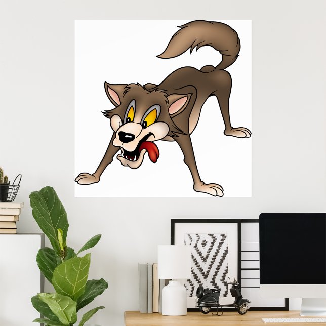 Cartoon Wolf with Goofy Expression Poster (Creator Uploaded)