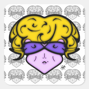 Cartoon woman with beauty mark and glasses v1.1 square sticker