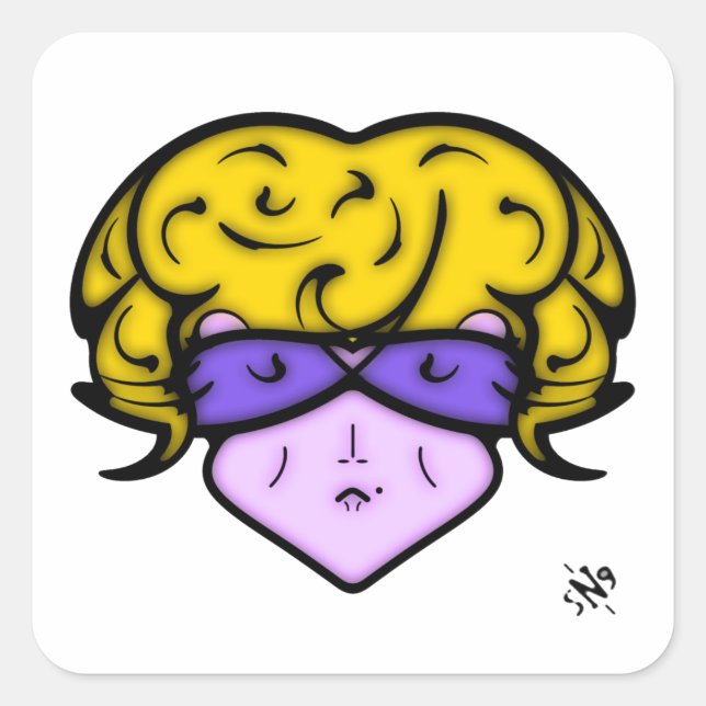 Cartoon woman with beauty mark and glasses v1 square sticker (Front)