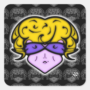 Cartoon woman with beauty mark and glasses v2.1 square sticker
