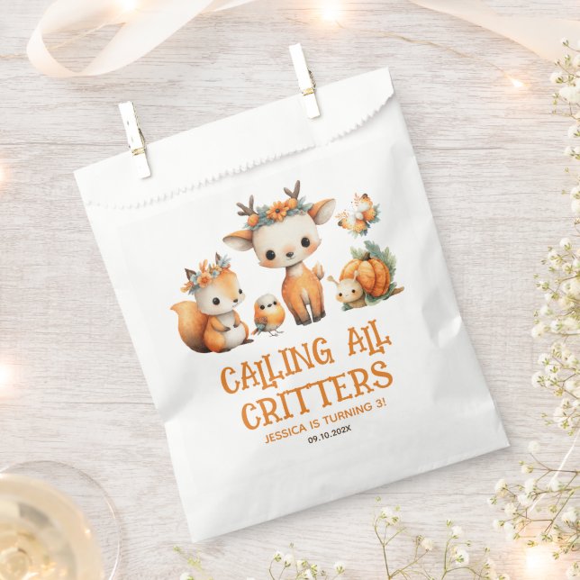 Cartoon Woodland Animals Cute Fall Kids' Birthday  Favour Bag (Clipped)