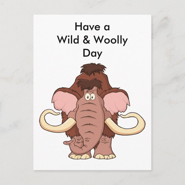 Cartoon Woolly Mammoth Postcard (Front)