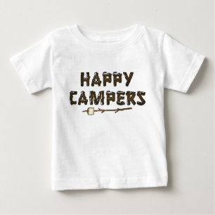 Cartoon word art happy campers baby t-shirt