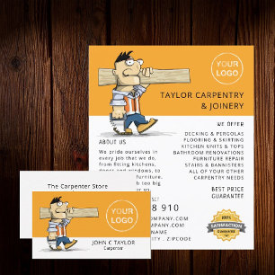 Cartoon Workman, Carpentry, Carpenter Advertising Flyer