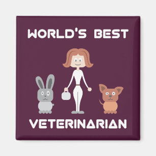 Cartoon World's Best Female Veterinarian Magnet