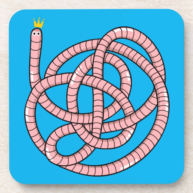 Cartoon worm in crown coaster (Front)