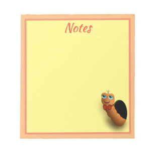 Cartoon Worm Personalised Notepad