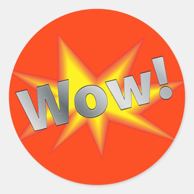 Cartoon WOW Classic Round Sticker (Front)
