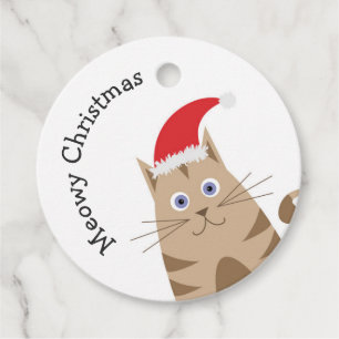 Cartoon xmas car meowy Christmas Favour Tags